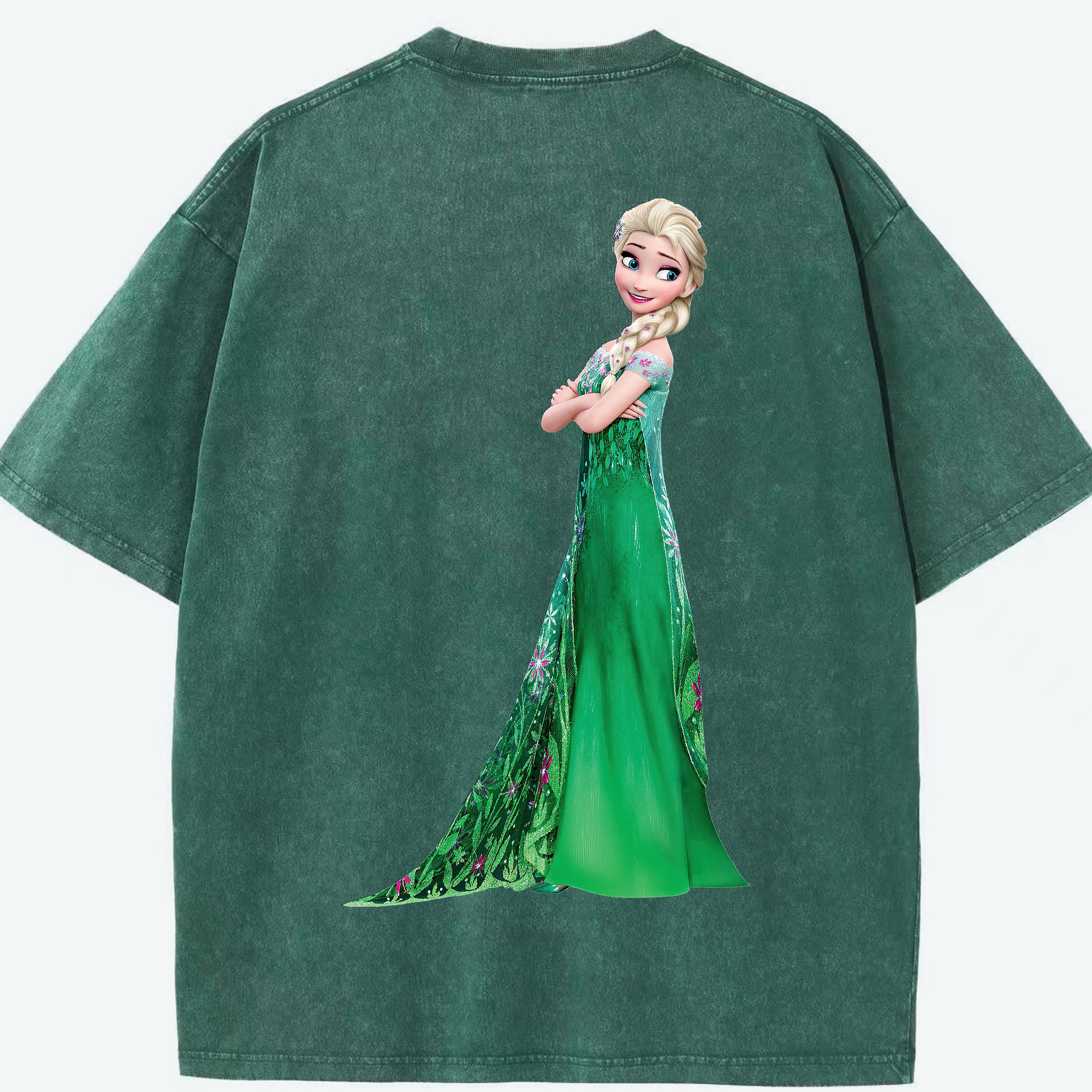 （画像用） アナと雪の女王 アンナ エルサ Frozen Anna Elsa 綿100% ヴィンテージ風 半袖Tシャツ（背面プリント）